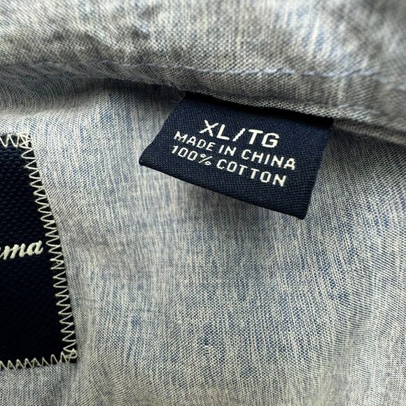 TOMMY BAHAMA | Men's XL Button Up Shirt White Blue Yellow Vertical Stripe Floral - Picture 8 of 11